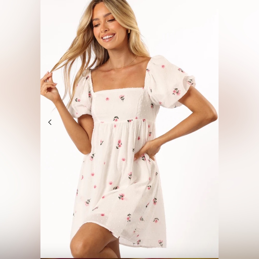 Petal + Pup TEGAN MINI DRESS - WHITE PINK FLORAL